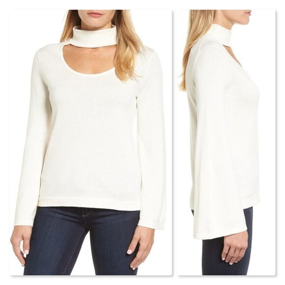 Vince Camuto Bell Sleeve Choker Neck Sweater XSP - Picture 1 of 7